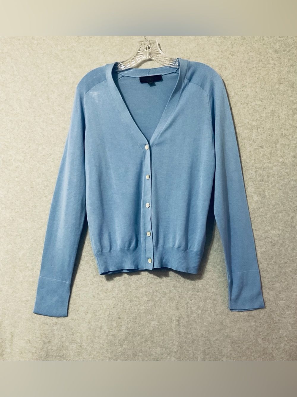 Zara Light Blue V-Neck Button-Front Cardigan Sweater Sz S